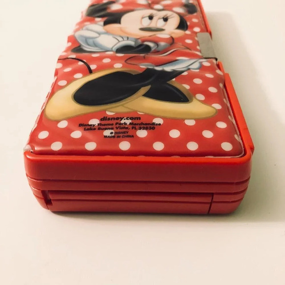 Vintage 90s Disneys Minnie Mouse Kids Double Sided Pencil Case With 4 Buttons - Picture 3 of 16